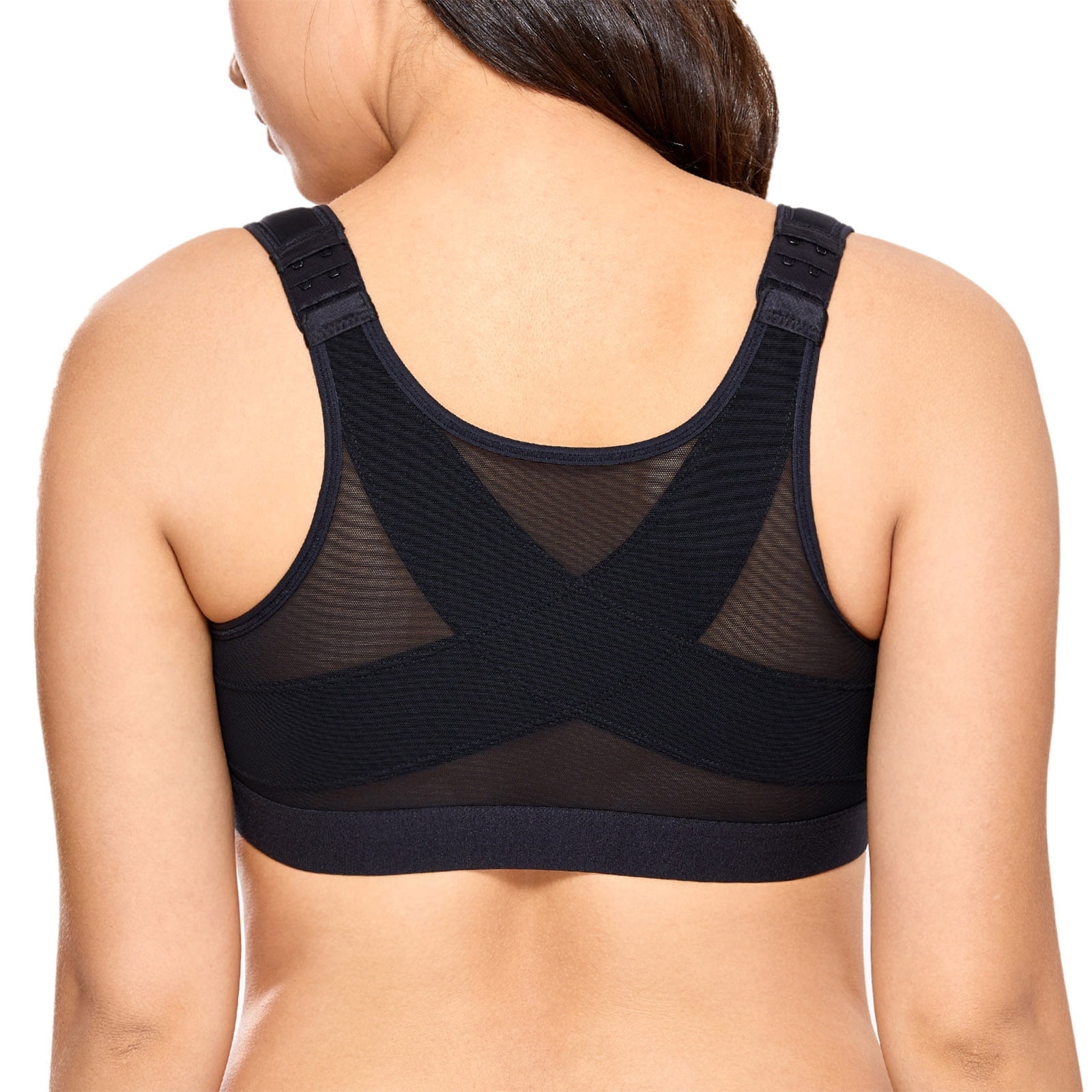 DELIMIRA Women's Full Coverage Front Closure Soft Cups Back Support Posture Bra Plus Size
